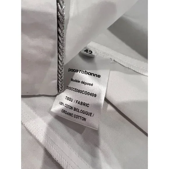 PACO RABANNE women's white embroidered shirt size FR 42/ M